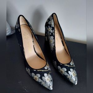 Nine west gold solver floral heels, New sz 7